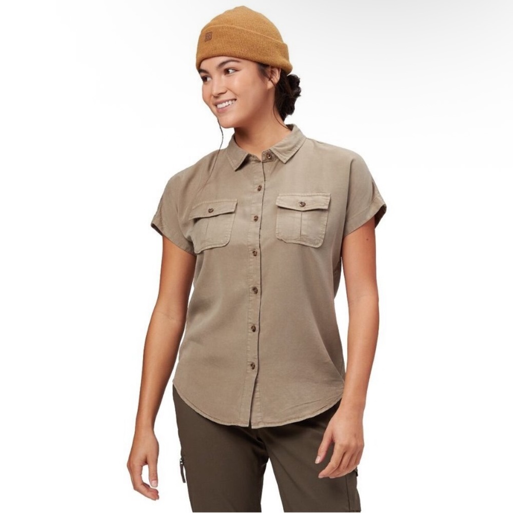 Marine Layer Dana Short-Sleeve Shirt Dusty Sage Olive Green XS Tencel Camp Shirt - Picture 3 of 9